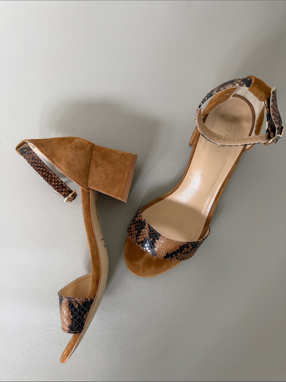 Jonak Paris Leopard & Suede Ankle Strap Sandals - Size 37 (Gently Used)